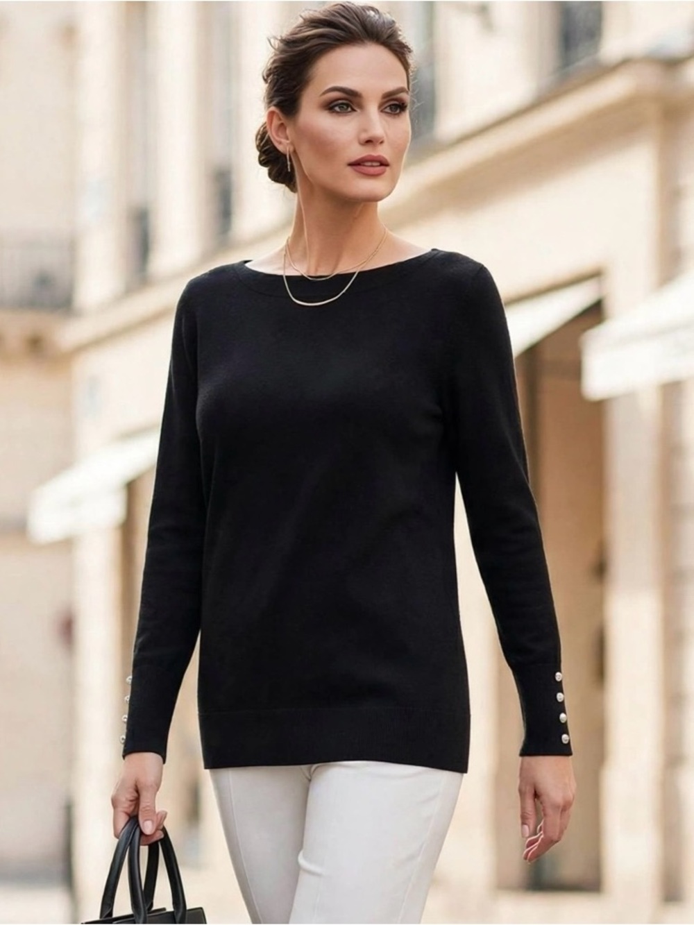 Chico's Women's Black Long Sleeve Knit Sweater Size 3 / XL